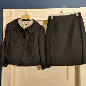 Black pique Tahari skirt suit